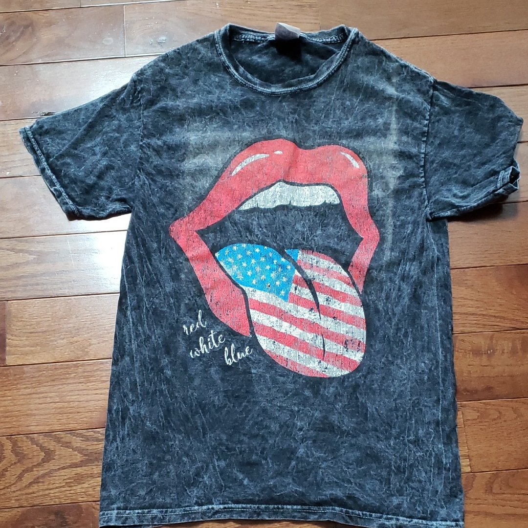 Vintage Washed Graphic Tee With Flag Design